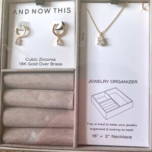 Gold and Cubic Zirconia Jewelry Set with jewelry box